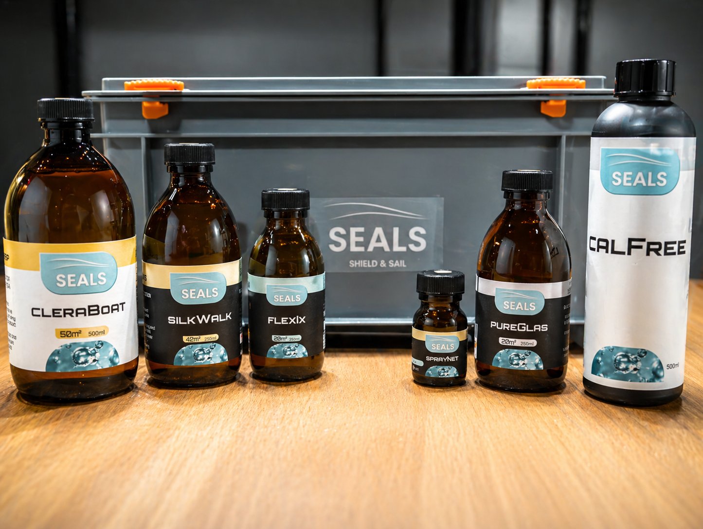 SEALS range — SILKWALK, ONESHIELD, TRISHIELD, RENEW, PUREGLAS, ZEROOX, FLEXIX, POWERLUX, LUXINT