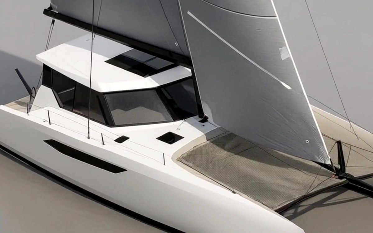Maquette d'étude gréée d'un multicoque conçu par Nexus Marine