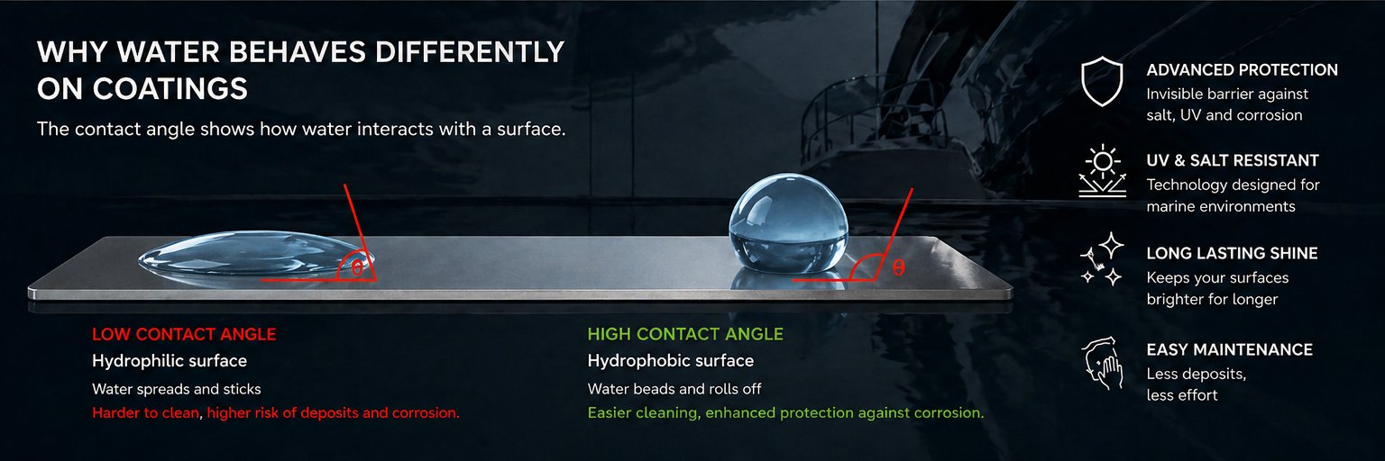 SEALS hydrophobic effect — water and oil slide off the protected surface